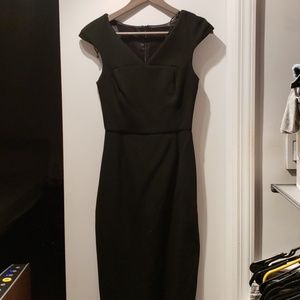 Zara little black V-neck pencil work dress size xs